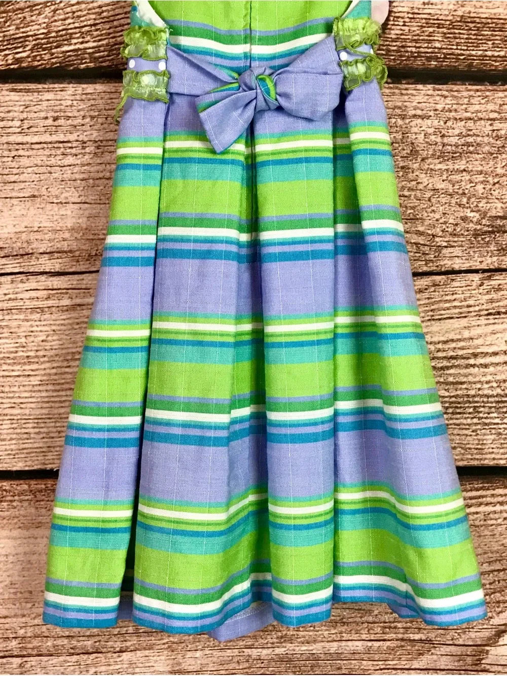 Toddler Girls Green A-Line Bow Zip Up Dress 4Y